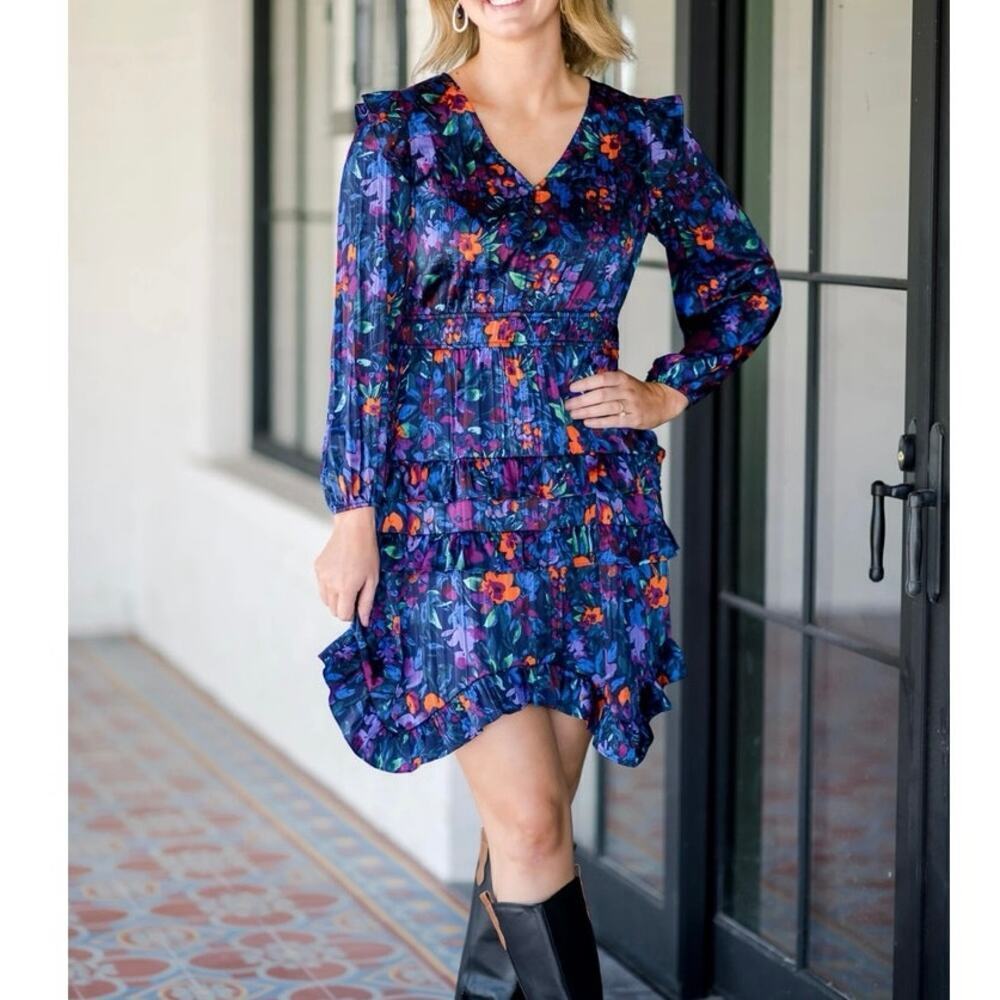 The pioneer woman floral ruffle tiered dress size l - Picture 1 of 5